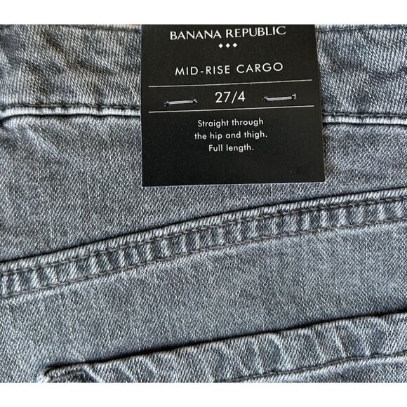 NEW Banana Republic Mid-Rise Cargo Jeans Women's Size 27/4 Grey Wash Wide Leg - Picture 8 of 8